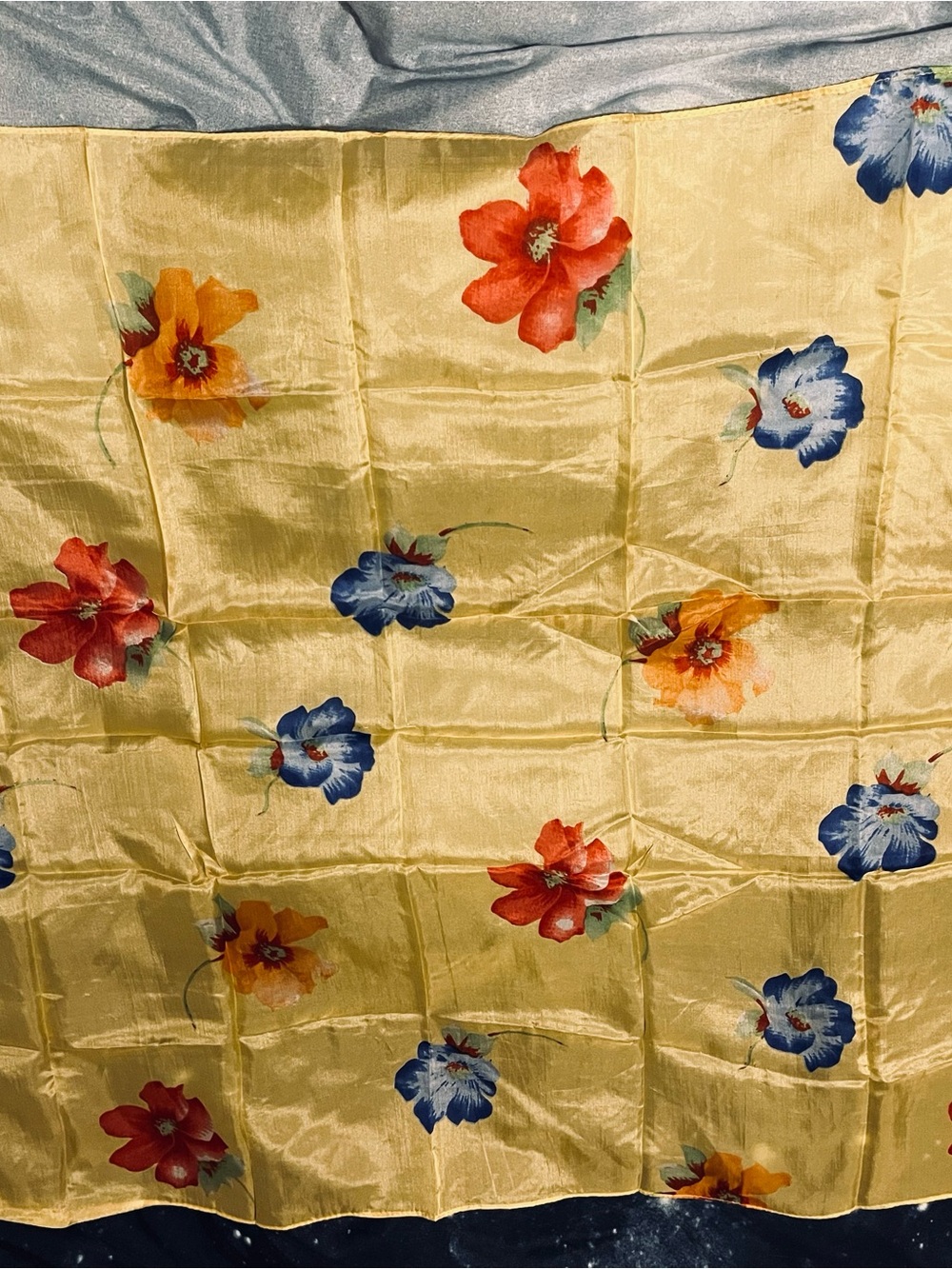 100% Silk scarf (Yellow Floral)